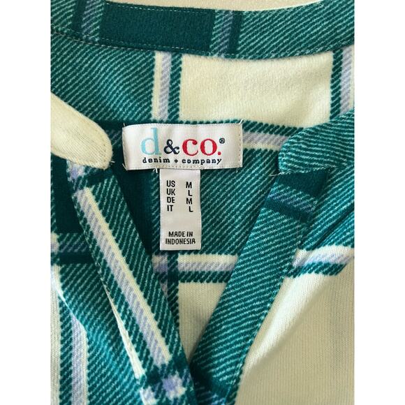 Denim & Co. Printed Heavenly Jersey Split Neck Long Sleeve Top DK SPRUCE SIZE M - Picture 6 of 8